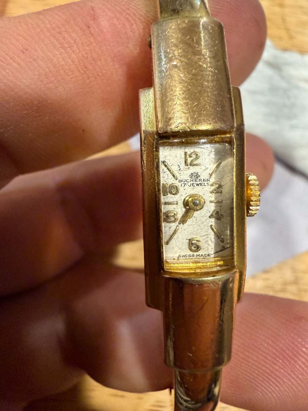Bucherer 17 Jewels Gold Plated Swiss Vintage Watch non running
